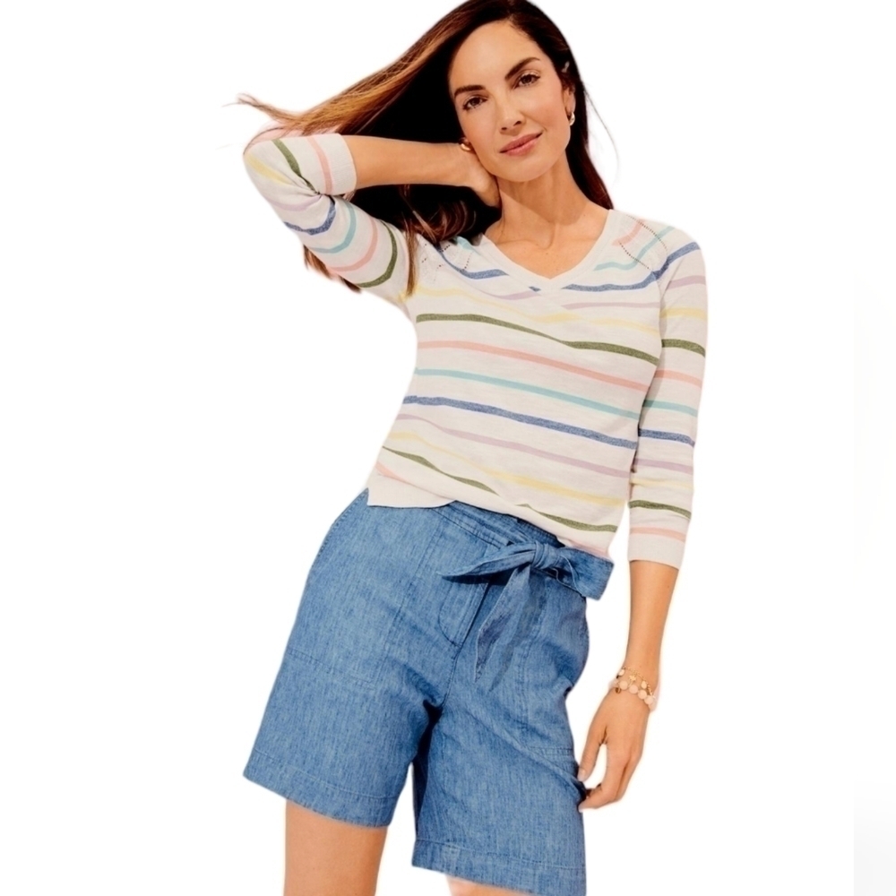 TALBOTS Raglan V-Neck High-Low Sweater NWOT